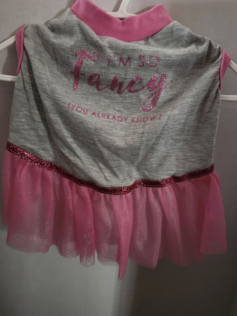 Top Paw Gray and Pink "I'm So Fancy" Dog Dress